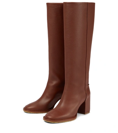 Shop Chloé Edith Leather Knee-high Boots In Brown