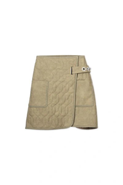 Shop Melissa Novel Vegan Leather Mini Wrap Skirt In Moss