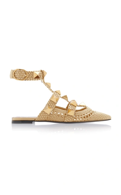 Shop Valentino Women's  Garavani Roman Stud Ballerina Flats In Gold