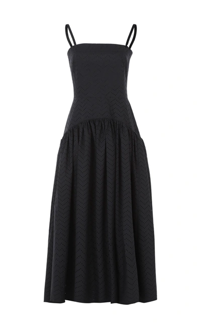 Shop Martin Grant Women's Drop-waist Cotton Maxi Dress In Black