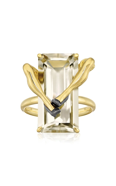 Shop Sauer Legs 18k Yellow Gold Quartz; Diamond Ring