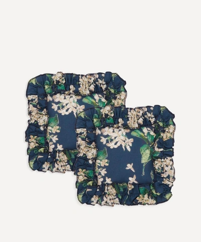 Coco & Wolf X Skye Mcalpine Archive Lilac Ruffle Edge Cocktail Napkins Set Of Two In Navy