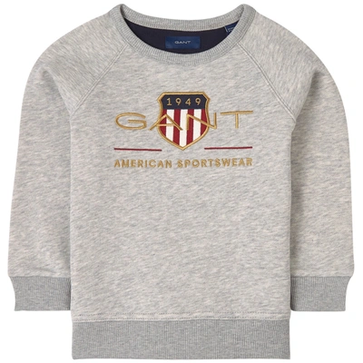 Gant Kids' Logo Sweatshirt Gray Melange 122-128cm (7-8 Years) In Grey |  ModeSens