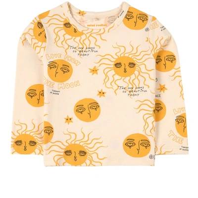 Mini Rodini Kids' Moon And Sun T-shirt Yellow | ModeSens