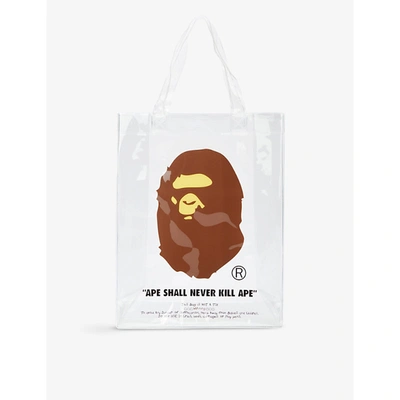 Shop A Bathing Ape Ape Head-print Plastic Tote Bag In Clear