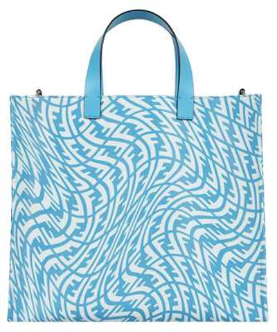 Fendi Small Ff Vertigo Print Glazed Canvas Tote Bag In Blue 