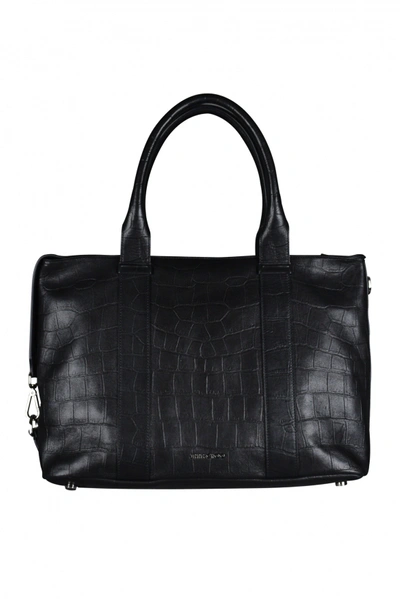 Shop Jimmy Choo Luxury Handbag    Briefcase In Black Leather Crocodile Effect