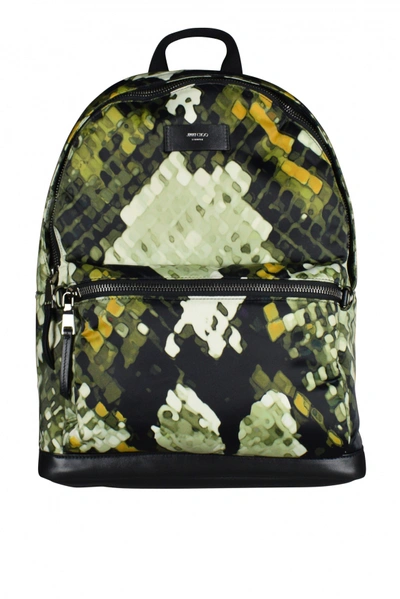 Shop Jimmy Choo Luxury Backpack   Wilmer  Backpack In Green Patterned Fabric