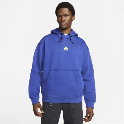 Shop Nike Unisex  Acg Therma-fit Fleece Pullover Hoodie In Deep Royal Blue,summit White