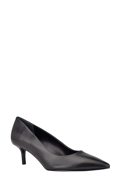 Shop Calvin Klein Danica Pointed Toe Pump In Black Leather