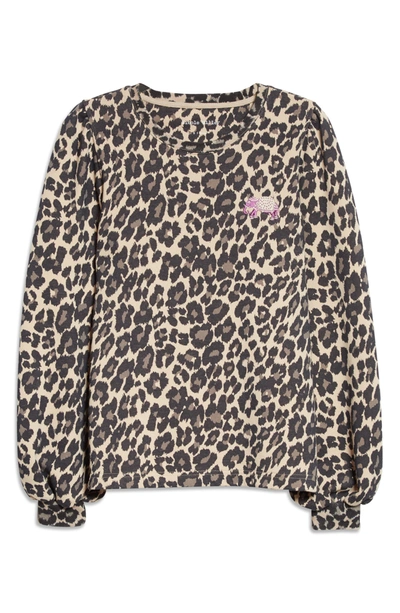 Shop Nicole Miller Cheetah Balloon Sleeve Sweatshirt
