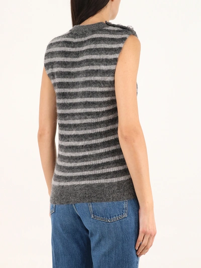 Shop Ganni Striped Vest In Grey