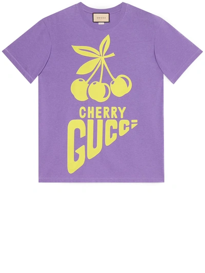 Shop Gucci Purple Cherry  T-shirt