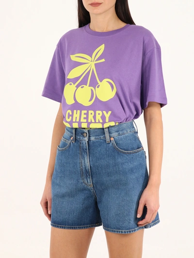 Shop Gucci Purple Cherry  T-shirt