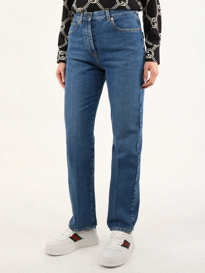 Shop Gucci Straight Fit Jeans In Blue