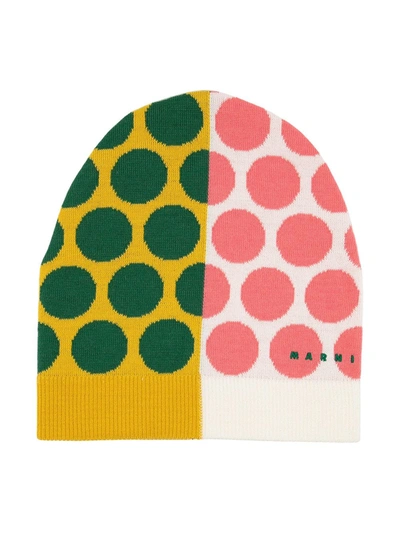 Shop Marni Polka-dot Wool Beanie In Multicolour