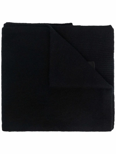 Dondup Black Logo-patch Knitted Scarf In Black