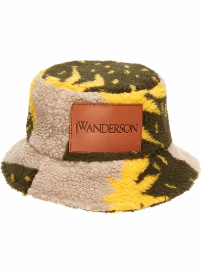 Shop Jw Anderson Asymmetric Logo-patch Bucket Hat In Neutrals