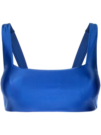 Shop Duskii Jackie Square-neck Bikini Top In Blue