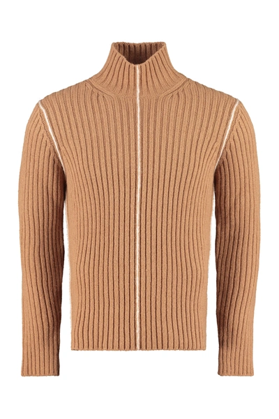 Salvatore Ferragamo Ribbed Turtleneck Knit Sweater In Brown | ModeSens