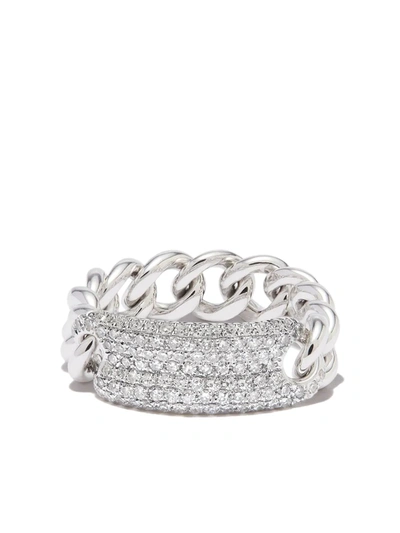 Shop Shay 18kt White Gold Id Mini Link Diamond Ring In Silber