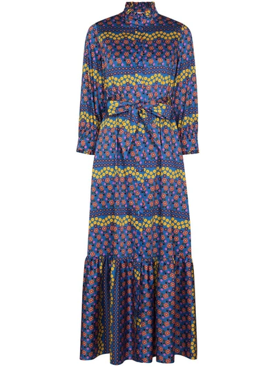 Shop Borgo De Nor Demi Floral-print Midi Dress In Blau