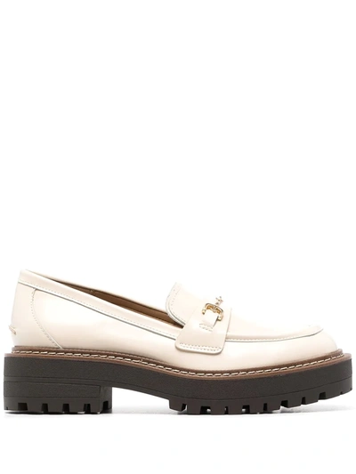 Shop Sam Edelman Laurs Chunky Eco-leather Loafers In Weiss