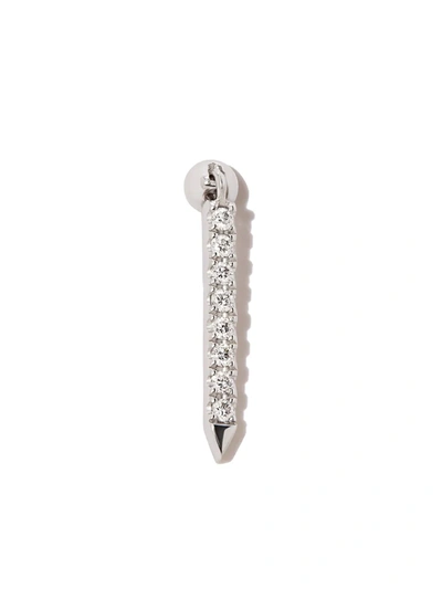 Shop Maria Tash 18kt White Gold Eternity Bar Diamond Single Earring In Silver