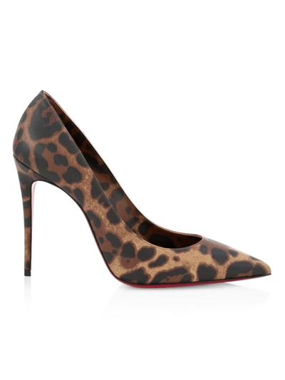 Shop Christian Louboutin Kate 100 Leopard-print Leather Pumps In Brown