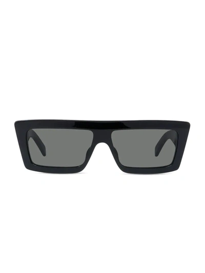Shop Celine Men's 57mm Flat-top Rectangular Sunglasses In Black