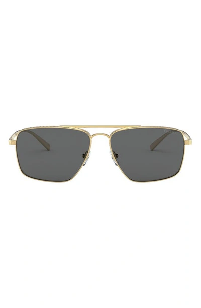 Shop Versace 61mm Aviator Sunglasses In Gold/ Grey Solid