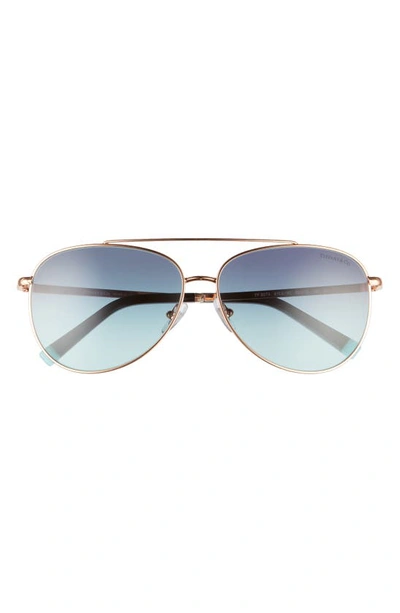 Shop Tiffany & Co 59mm Gradient Pilot Sunglasses In Rubedo/ Azure Gradient Blue