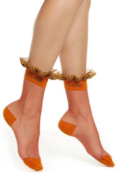 Shop Fendi Organza Ruffle Socks In Maple