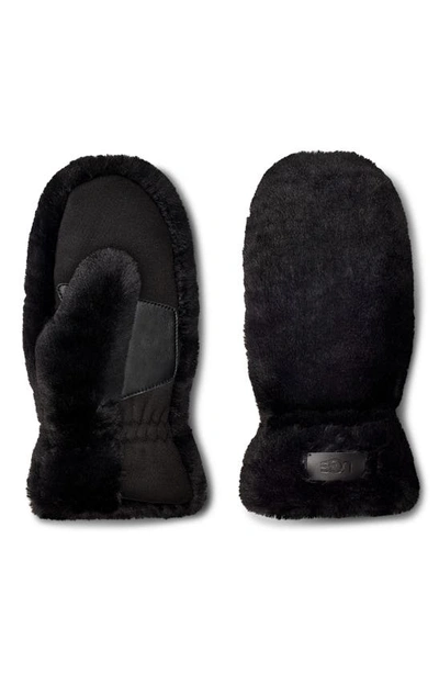 Ugg Faux Fur Mittens In Black | ModeSens