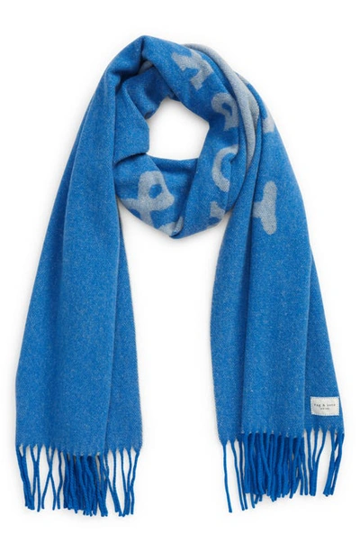 Shop Rag & Bone Addison Skinny Recycled Wool Scarf In Blue Ray