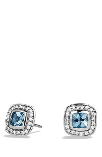 Shop David Yurman Albion Petite Earrings With Diamonds In Blue Topaz