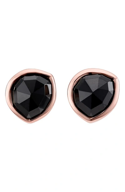 Shop Monica Vinader Siren Semiprecious Stone Stud Earrings In Black Onyx/ Rose Gold