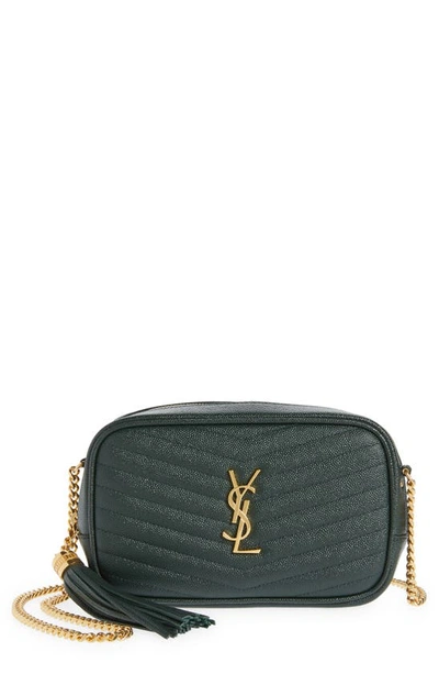 Shop Saint Laurent Mini Lou Quilted Leather Camera Bag In New Vert Fonce