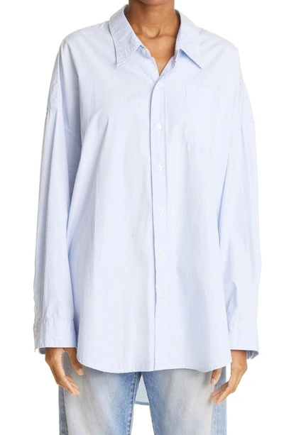 Shop R13 Oversize Oxford Button-up Shirt In Blue/ White