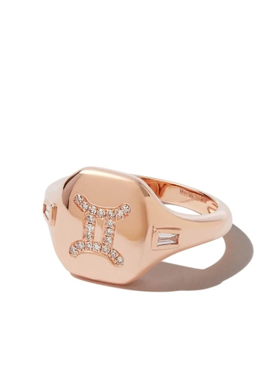 Shop Shay 18kt Rose Gold Gemini Diamond Signet Ring In 粉色