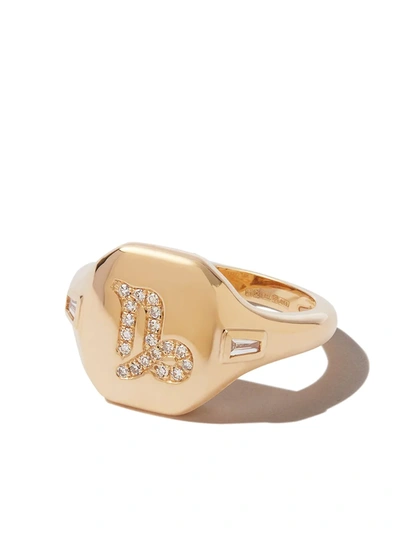 Shay 18kt Yellow Gold Capricorn Diamond Signet Ring In 金色