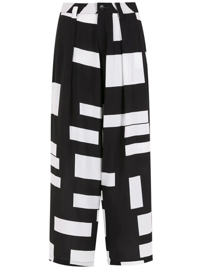Shop Uma Raquel Davidowicz Geometric-pattern Cropped Trousers In 黑色
