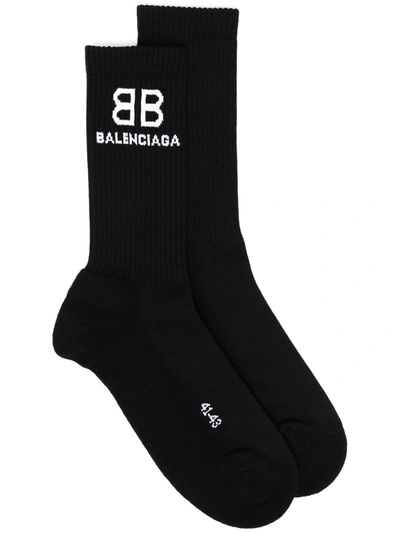 Shop Balenciaga Bb Tennis Socks In 黑色