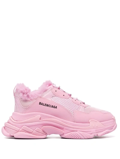 Balenciaga Women's Triple S Clear Sole Faux-leather And Mesh Trainers In  Pink | ModeSens