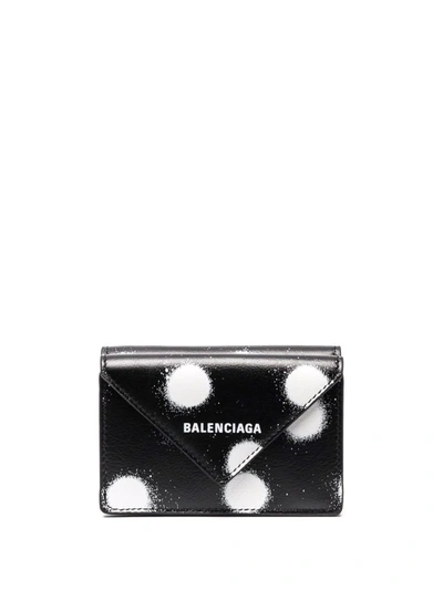 Shop Balenciaga Papier Mini Leather Purse In 黑色