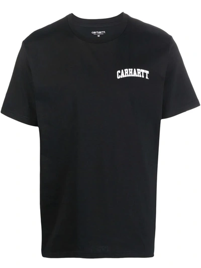 Shop Carhartt Logo-print Cotton T-shirt In 黑色