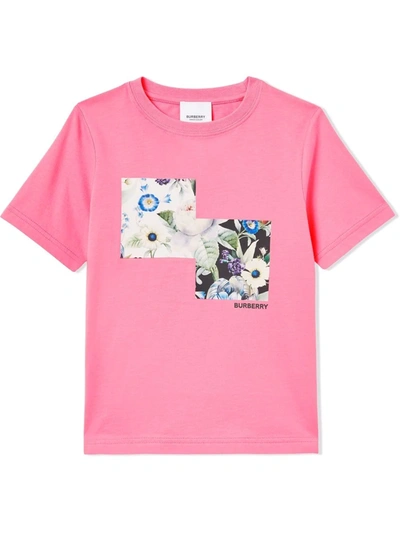 Shop Burberry Montage Print Cotton T-shirt In 粉色