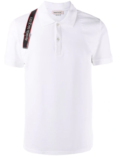 Shop Alexander Mcqueen Logo-tape Polo Shirt In 白色