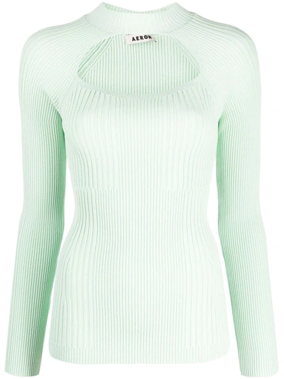 Shop Aeron Cut-out Ribbed-knit Jumper In 绿色