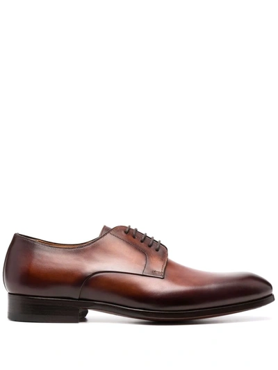 Shop Magnanni Leather Derby Shoes In 褐色